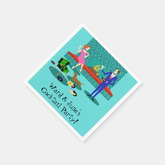 Retro Paar met Hond Papier Servetten (Hoek)