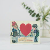  retro paar op telefoon Valentijn Kaart (Staand voorkant)