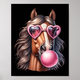 Retro Paard Blowing Bubble Gum met Zonnebril Paard Poster