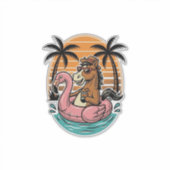 Retro Paard Flamingo Float Zomer Vakantie Ontwerp Sticker (Voorkant)