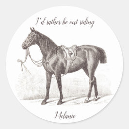 Retro paard grappig ronde sticker