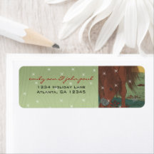 Retro paard Kerst retouradreslabels