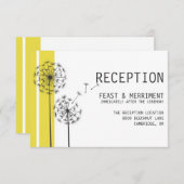 Retro Paardenbloemen Geel Minimalistische Ontvangs Informatiekaartje (Voorkant / Achterkant)