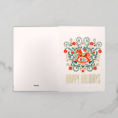 Retro paardenkerst folie feestdagenkaart (Buiten Laag)