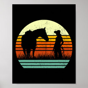 Retro Paardenliefhebber T-shirt voor Vrouwen & Poster