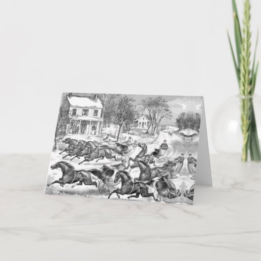 retro-paardenraces feestdagen kaart (Voorkant)