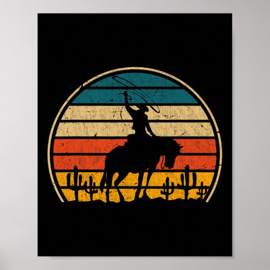 Retro Paardrijden Rodeo Western Country Cowbo Poster (Voorkant)