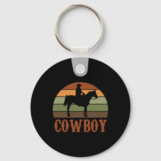 Retro Paardrijden Rodeo Western Paard Cowboy Sleutelhanger (Voorkant)
