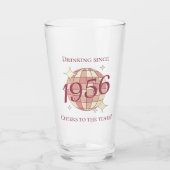 Retro paars 1956 70ste verjaardag glas (Voorkant)