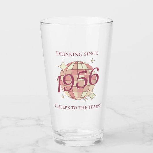 Retro paars 1956 70ste verjaardag  glas (Voorkant)