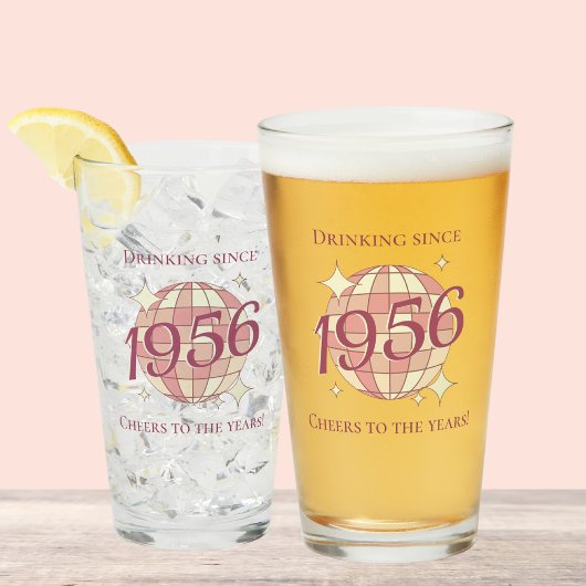 Retro paars 1956 70ste verjaardag glas