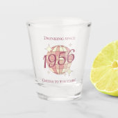 Retro paars 1956 70ste verjaardag  shot glas (Voorkant)