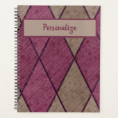 Retro Paars Black Diamond Patroon op maat Planner (Voorkant)