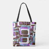 Retro Paars Brown 60s Pattern Tote Bag (Achterkant)