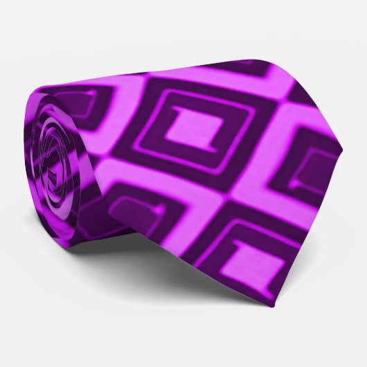 Retro Paars diamantpatroon stropdas (Opgerold)