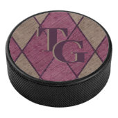 Retro Paars Diamond Argyle Monogram Hockey Puck (3/4)