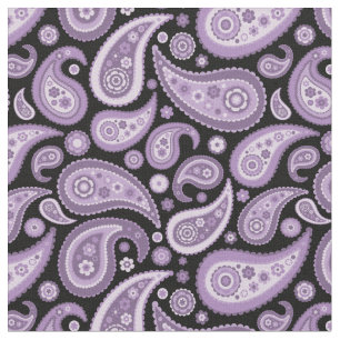 Retro Paars en Black Paisley Pattern Stof