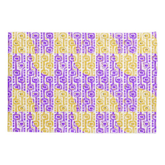 Retro Paars en geel geometrisch patroon Kussensloop (Achterkant)