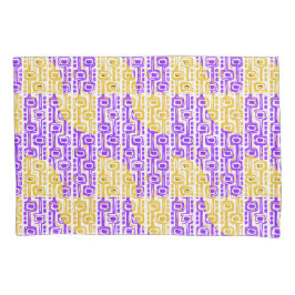 Retro Paars en geel geometrisch patroon Kussensloop