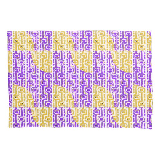 Retro Paars en geel geometrisch patroon Kussensloop (Voorkant)
