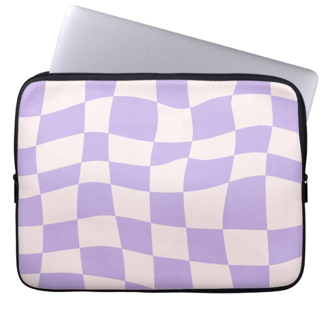 Retro Paars Golfpatroon Laptop Sleeve (Voorkant)