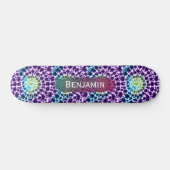 Retro Paars Groen Turquoise Tie-Dye Skateboard (Horizontaal)