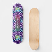 Retro Paars Groen Turquoise Tie-Dye Skateboard (Voorkant)