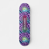 Retro Paars Groen Turquoise Tie-Dye Skateboard (Voorkant)