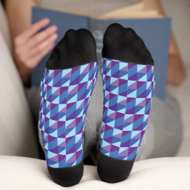 Retro paars naar blauw geometrisch abstract 90s sf sokken