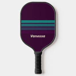 Retro Paars over Regenboog met Naam Pickleball Paddle
