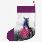 Retro Paars paard en hart kerstpaard Kleine Kerstsok (Achterkant)