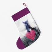 Retro Paars paard en hart kerstpaard Kleine Kerstsok (Achterkant (Hangend))