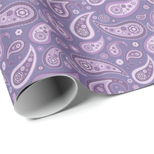 Retro Paars Paisley Pattern Cadeaupapier (Rol Hoek)