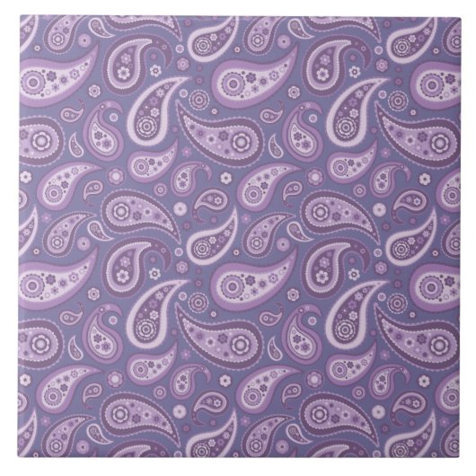 Retro Paars Paisley Pattern Tegeltje (Voorkant)