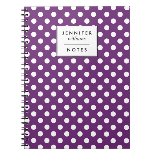 Retro Paars Polka Dots Pattern Notitieboek (Voorkant)