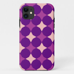 Retro Paars, roze cirkels Abstract iPhone 11 Hoesje