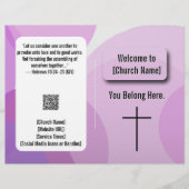 Retro Paars Roze Geometrisch Kerkbulletin Flyer (Voorkant)
