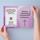 Retro Paars Roze Geometrisch Kerkbulletin Flyer (Hand)