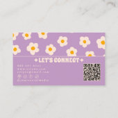 Retro Paars Wit QR Code Groovy Bloemig Trendy Visitekaartje (Achterkant)