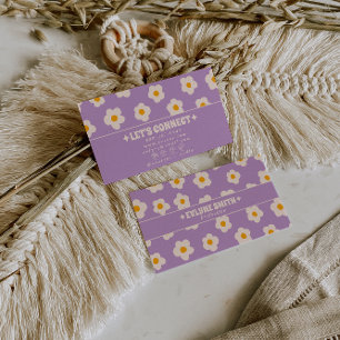 Retro Paars Witte Groovy Bloemrijke Boho Trendy Le Visitekaartje