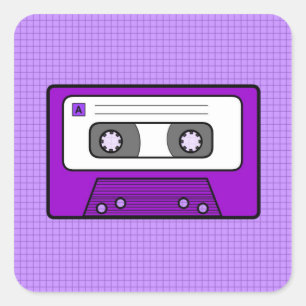 Retro Paarse 80"s Mixtape Vierkante Sticker