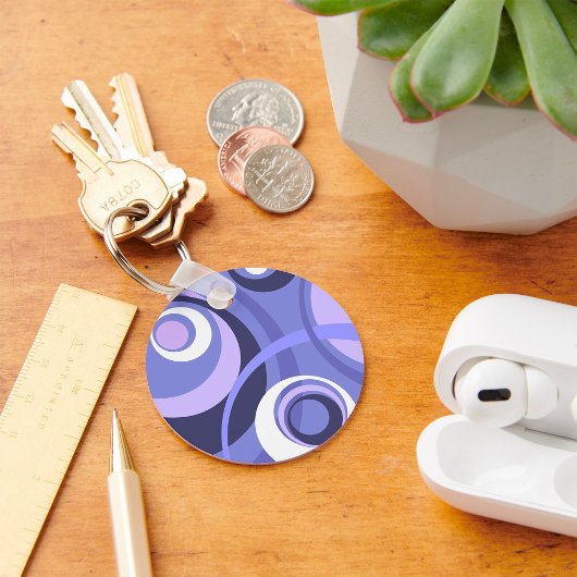 Retro Paarse Abstracte Art Sleutelhanger