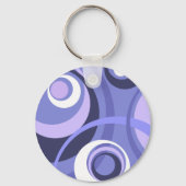 Retro Paarse Abstracte Art Sleutelhanger (Voorkant)