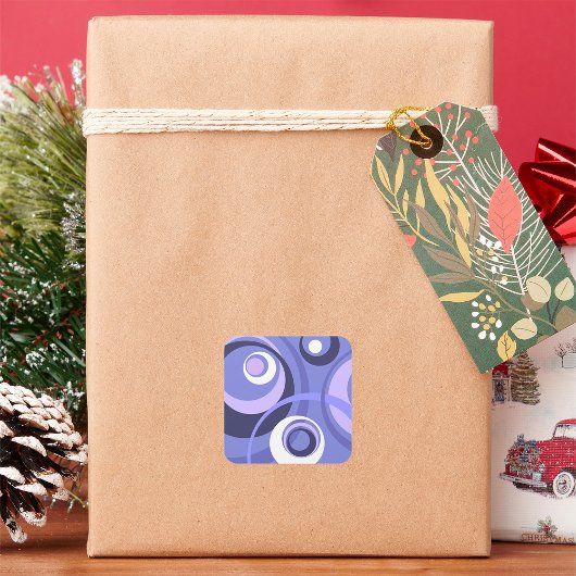 Retro Paarse Abstracte Art Square Sticker