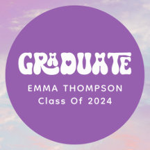 Retro Paarse Afstuderen Klasse van 2024