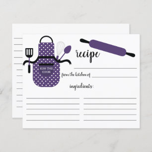 Retro Paarse Apron Kitchen Tools Recipcard