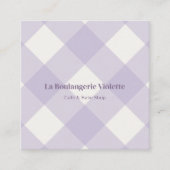 Retro Paarse Bakkerij Gingham QR Code Foto Vierkante Visitekaartje (Voorkant)