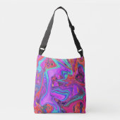 Retro Paarse, blauwe en Oranje Abstracte vloeibare Crossbody Tas (Voorkant)