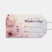 Retro Paarse Bloemen Abstract Happy Moederdag Cadeaulabel (Voorkant (Horizontaal))