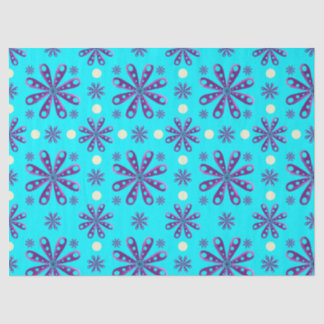 Retro paarse bloemen op blauwe achtergrond tissuepapier